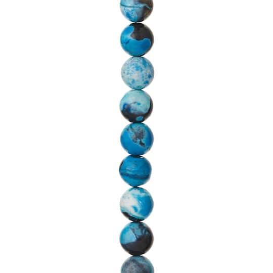 Aqua &#x26; Black Dyed Agate Round Beads, 10mm by Bead Landing&#x2122;